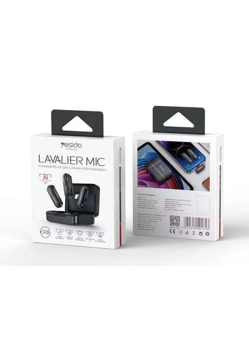 Yesido "Yesido KR16 Wireless Lavalier Microphone for Clear Audio Recording" - Image 2